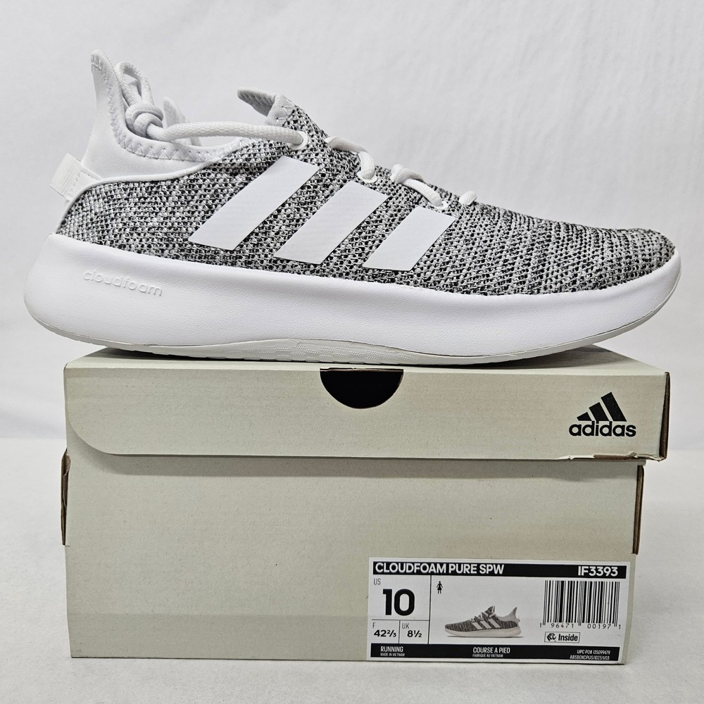 Adidas Cloudfoam Pure SPW Running Shoes IF3393 Grey White Black Women's Size 10 - Picture 2 of 10